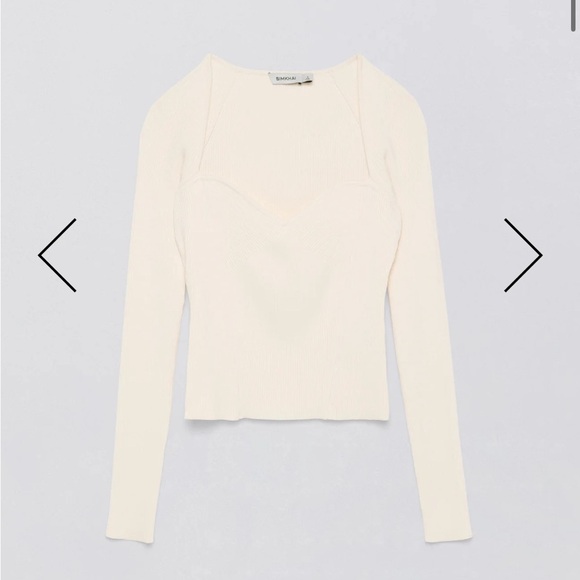 NWT Simkhai Giuliana Top in Ivory Size Medium Ribbed Sweetheart Neckline Sweater - Picture 7 of 12